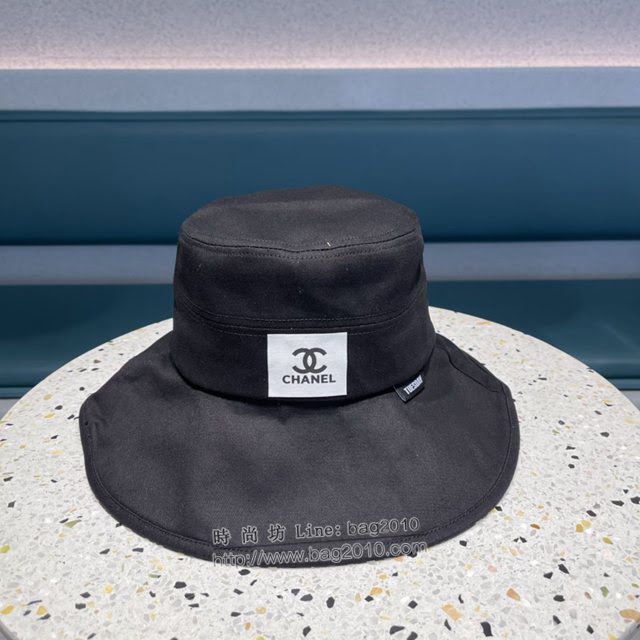 Chanel男女同款帽子 香奈兒經典黑白漁夫帽遮陽帽  mm1541